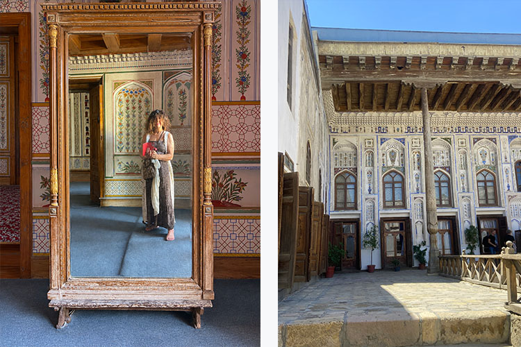Gli ambienti della casa di un antico mercante di Bukhara, dove cortili, legni intagliati e decorazioni raccontano la vita privata delle famiglie più agiate.